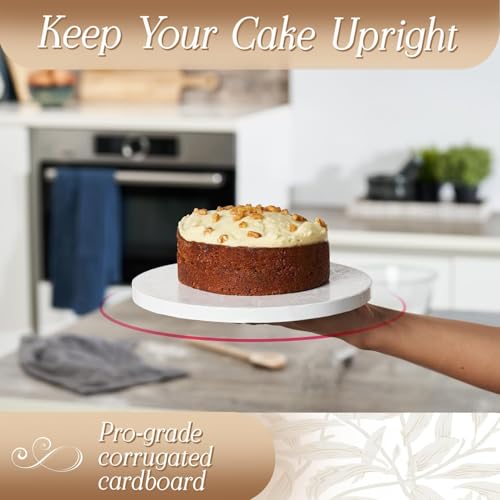 Image of Cakebon Cake Boards 8 inch White Round Cake Drums 1 /2 inch Thick Smooth Edge 12Pack