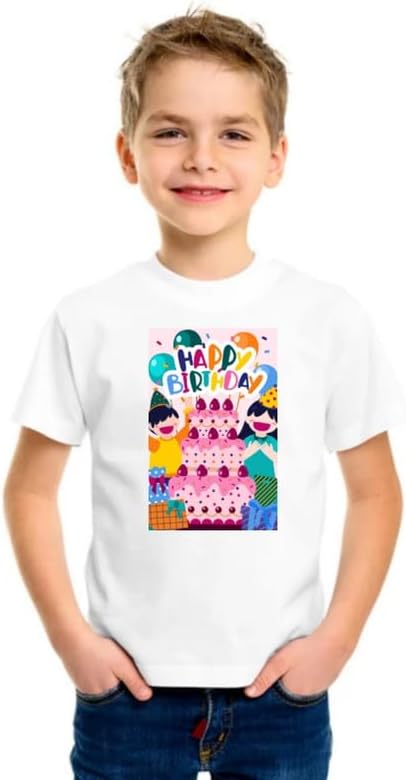 Boys and Girls White Happy Birthday Wishes to Your Little One Cotton Blend Round Neck Half Sleeve Tshirt