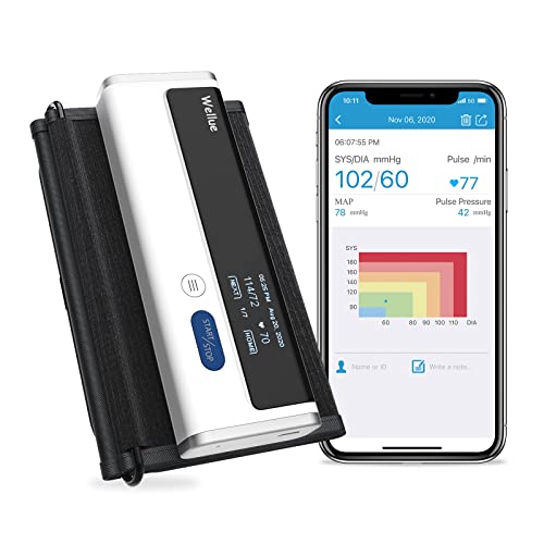 Wellue Smart Blood Pressure Monitor - Wireless Uppr Arm Cuff Bluetooth BP Machine with Onepiece Design , Stores 50 Readings and Connects Easily to The Free APP for iOS & Android