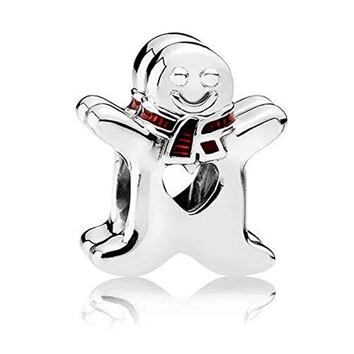 Charm pain d'épice en argent 925 et émail rouge pour bracelet type Pandora