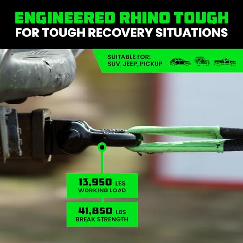 RHINO USA Shackle Hitch Receiver, Best Towing Accessories for Trucks & Jeeps, Connect Your Rhino Tow Strap for Vehicle Recovery to This 31,418 Lbs Capacity Reciever, Mounts to 2' Receivers!