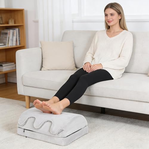 Repose-pieds ergonomique réglable en hauteur avec coussin et poche douce pour bureau et maison
