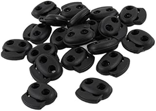 Gleader 20 Pcs 2 Holes 3.6mm Drawstring Cord Locks Spring Toggles Black