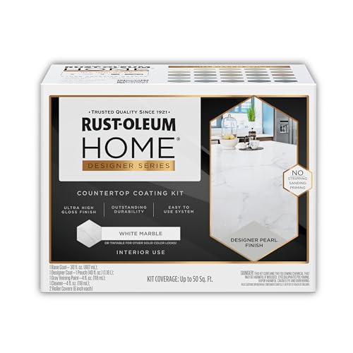 Rust-Oleum 396946 HOME Designer Series Marble Countertop Coating Kit | No Stripping Sanding or Priming | High Adhesion | Wear & Stain Resistant | White Marble | 1 Kit