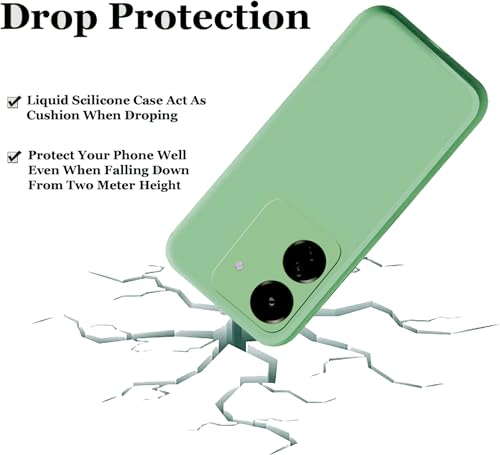 Image of A rtistque Liquid Silicone Back Cover Case for Redmi 13C 4g Shockproof TPU Soft Flexible with Camera Protection - Green
