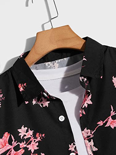 Floerns Men's Causal Summer Print Shirt Short Sleeve Button Down Beach Shirts Black Floral Xxl #TOP3