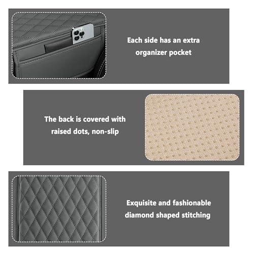 Image of Stacool Upgraded Car Center Console Cover,Microfiber Leather Car Armrest Cover Cushion with 2 Storage Bags,Universal Car Armrest Storage Box (Gray)