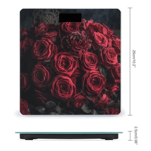 Báscula digital de baño con diseño de rosas rojas miniatura 2