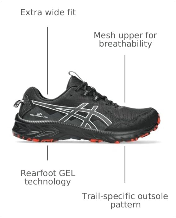 Image of ASICS Men's Gel-Venture 10 Running Shoes, 12, Black /Graphite Grey