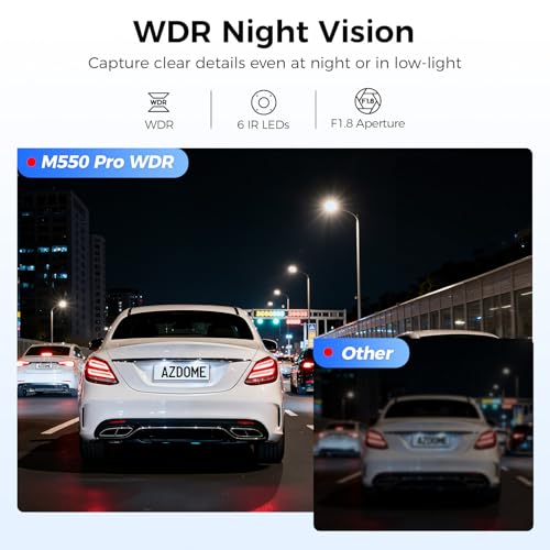 AZDOME Dashcam 4K+2.5K Delantera y Trasera con,Pantalla IPS de 3,18 Pulgadas dash cam coche, Tarjeta de 64 GB, WiFi de 5,8 GHz, GPS, WDR Gran Angular de 170°, Admite hasta 256 GB (M550 Pro) - imagen 5