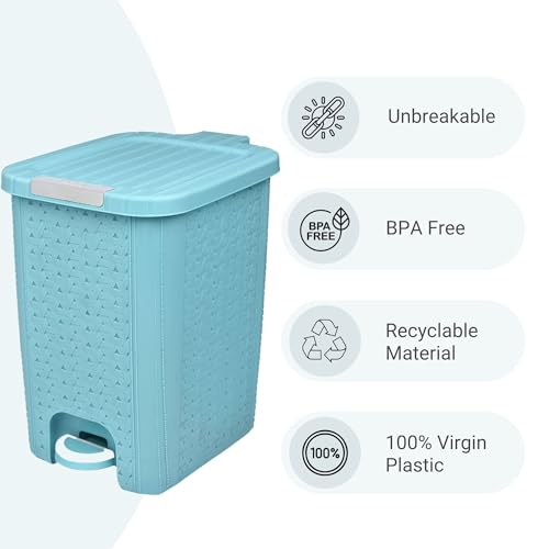 Image of FLAIR Ultra Home Pedal Trash Bin - 8L Medium Dustbin with Inner & Lid | Unbreakable Plastic, Odor Control, Lightweight | Non Garbage Smell | Perfect for Bathroom, Kitchen & Office (Sky Blue)