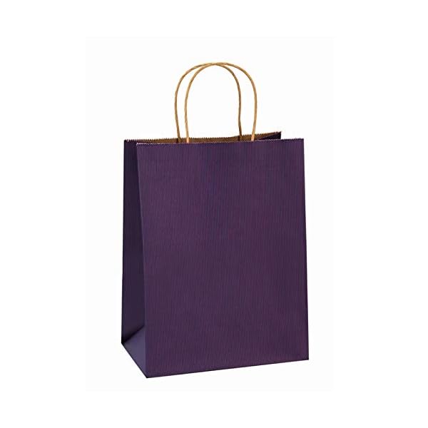 BagDream geschenk-taschen 8x4.75x10.5 100pcs einkaufstaschen, cub, papiertüten, kraft-taschen 8x4.25x10.5" lila