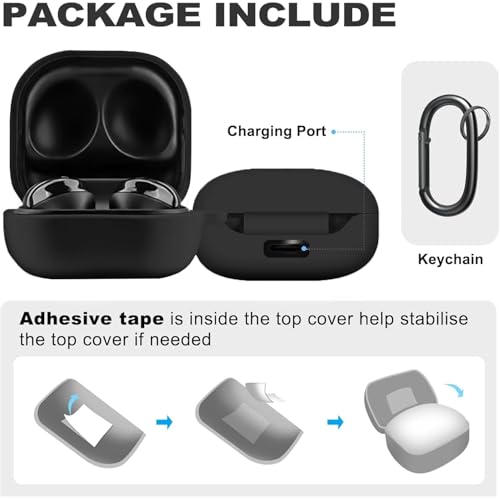 Image of Silicone Case Cover Compatible for Samsung Galaxy Core with Cleaner Kit,Lanyard & 4 Pcs Cable Protectors (Black)