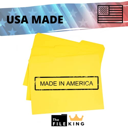 The File King 1/3 Cut Yellow File Folders Letter Size - 100 Pack | Colored Manilla Folders 8.5 X 11 | Made In The Usa | Assorted 3 Tab Color Manila File Folder | Heavy Duty Basic Paper Filing Folder #TOP4