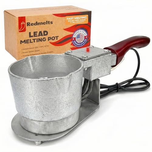 Lead Melting Pot Electric for Fishing Mold Kit, Fast-Melting Lead Pot and Lead Smelter Pot, 5-Pound Capacity, for Fishing Weights Molds & Bullet Casting Molds, Designed in USA
