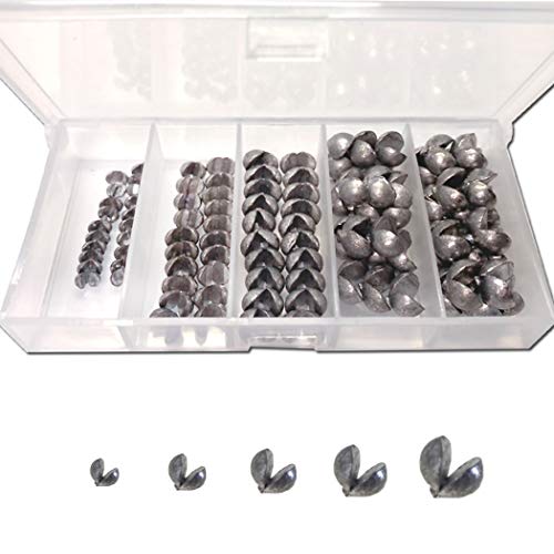 Balsar 100 Pcs Split Shot Fishing Weights Assorted Round Ball Sinkers Kit 0.2g, 0.5g, 1g, 1.5g, 2g, 20pcs / Size