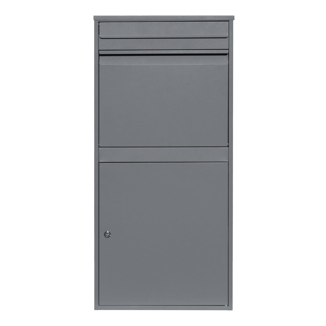 Grey Postbox Anti-Theft Exterior Wall Size XL Lockable Box for Letter Delivery Packages Scannable Barcode for Postal Service/Couriers, 2 Keys+Free Screwdriver