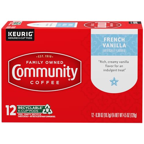 Image of Community Coffee French Vanilla Flavored 12 Count Keurig K-Cup Coffee Pods, Medium Roast, 12 Count (Pack of 1)