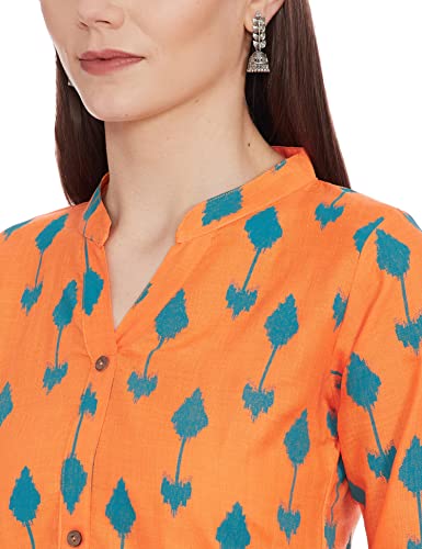 Image of ALC Creations Women's Cotton Straight Kurti(ALC9016ORNG Orange XXL)