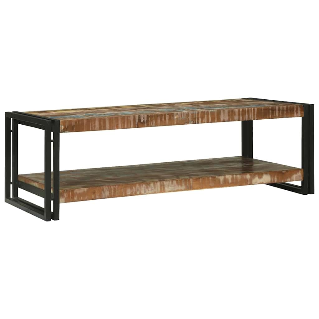 Stolik kawowy, wielokolorowy, masywne drewno z miejscem do przechowywania, 120 x 50 x 38 cm, nowoczesne wzornictwo, idealny mebel do salonu, trwały, z regałem, do małych mieszkań