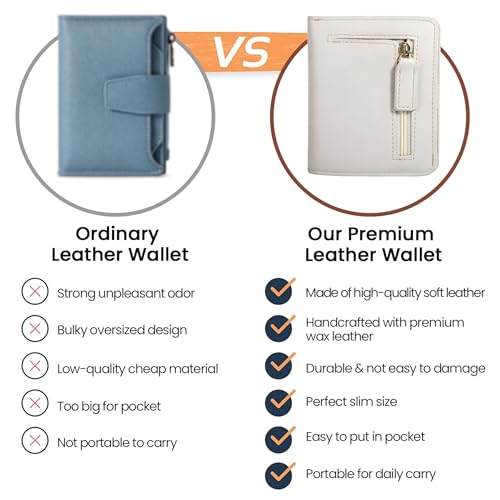 Image of Itslife Women's Rfid Blocking Small Compact Bifold Leather Pocket Wallet Ladies Mini Purse with id Window (White)