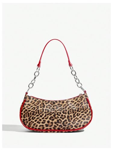 MakeMeChic Women's Cheetah Print Handbags PU Leather Shoulder Handbags Single Strap Medium Bags3