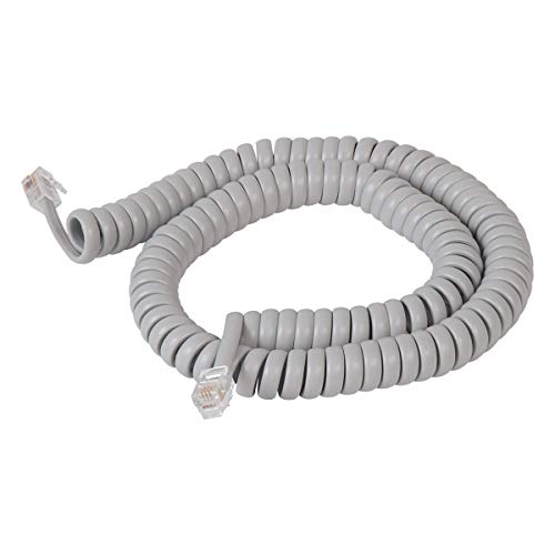 Coiled Telephone Handset Cord For Use With Pbx Phone Systems, Voip Telephones - 12 Ft Uncoiled, Rj22, 1.5 Inch Lead On Both Ends, Dolphin Gray #TOP11