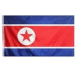 ANJOR North Korea Flag 3x5 Foot North Korean National Flags with Brass Grommets 3 X 5 Ft