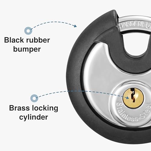 image for Puroma Keyed Padlock, Stainless Steel Discus Lock Heavy Duty Locks wit