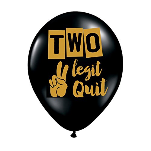 Two Legit to Quit Balloons - Set of 3 - Black and Gold 2nd Birthday Balloons, 2nd Birthday Decorations - 2nd Birthday - Two Legit to Quit Party Decorations, to Legit to Quit, Too Legit to Quit