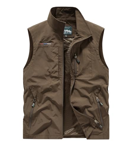 Image of Lightweight Outdoor Vest Jacket for Men, Windbreaker for Golf, Safari, Travel, Fishing, Hiking