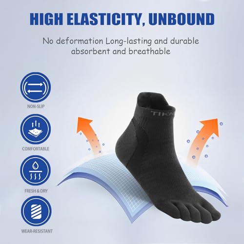 Athletic Toe Socks, Five Finger Ankle Socks for Men/Women, CoolMax Moisture-Wicking, Arch Support, Cushioned & Elastic, High Performance2