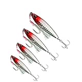 Slow Jigs Sinking Metal Spoons Micro Jigging Bait, Long Casting Flat Fall Jigbait, Fishing Lures for Freshwater and Saltwater (Red Head)