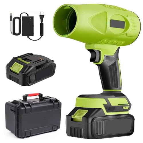 Elektrischer Laubbläser mit Akku und Ladegerät, kabellos, 1000 g, leicht, 1200 CFM hohe Leistung, 50 Minuten Laufzeit, für Hof, Terrasse, Auto, Rasenreinigung, Trocknen nasser Oberflächen und
