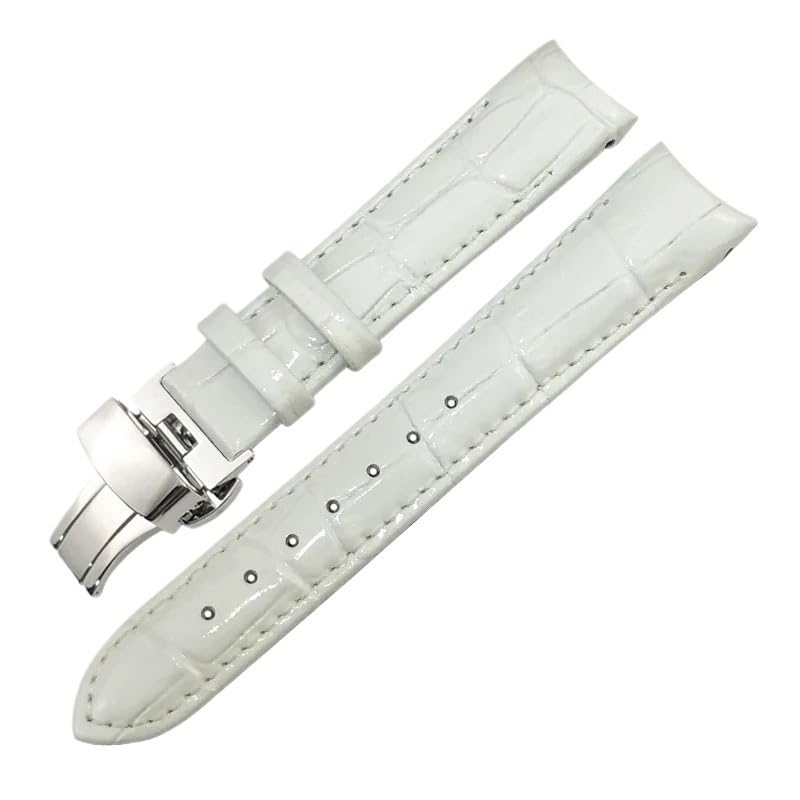 ZUC 18 mm paski do zegarków ze skóry bydlęcej, do Tissot 1853 T035.207 T035 pasek do zegarka damski czarny biały fioletowy czerwony bezpłatne narzędzia (biały, złoty pętla)
