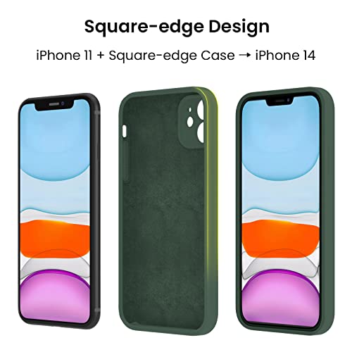 Firenova Iphone 11 Case, [Square Edge] Upgraded [Camera Protecion] Silicone Phone Case With Soft Anti-Scratch Microfiber Lining, 6.1 Inch, Alpine Green #TOP1