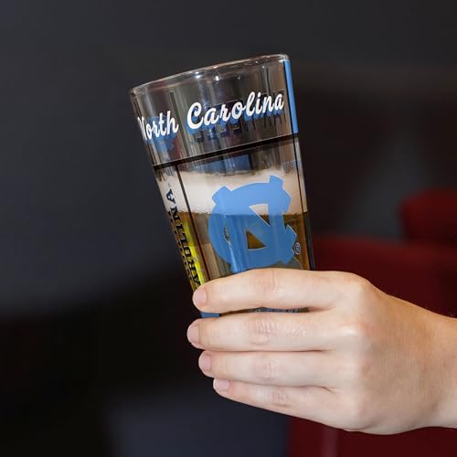 Image of Logo Brands NCAA oz Stained Glass Pint Glass - 3D Embossed Logo & Bold Team Colors - Durable Sports Fan Beer Glass for Home, Bar & Tailgates