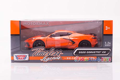 Motor Max 2020 Chevy Corvette C8 Stingray, Orange 79360OR - 1/24 Scale Diecast Model Toy Car