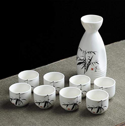 ELSEVN Japanese Sake Cup Set Sake Set Wine Glasses Hand Painted Porcelain Pottery Ceramic Cups -A43