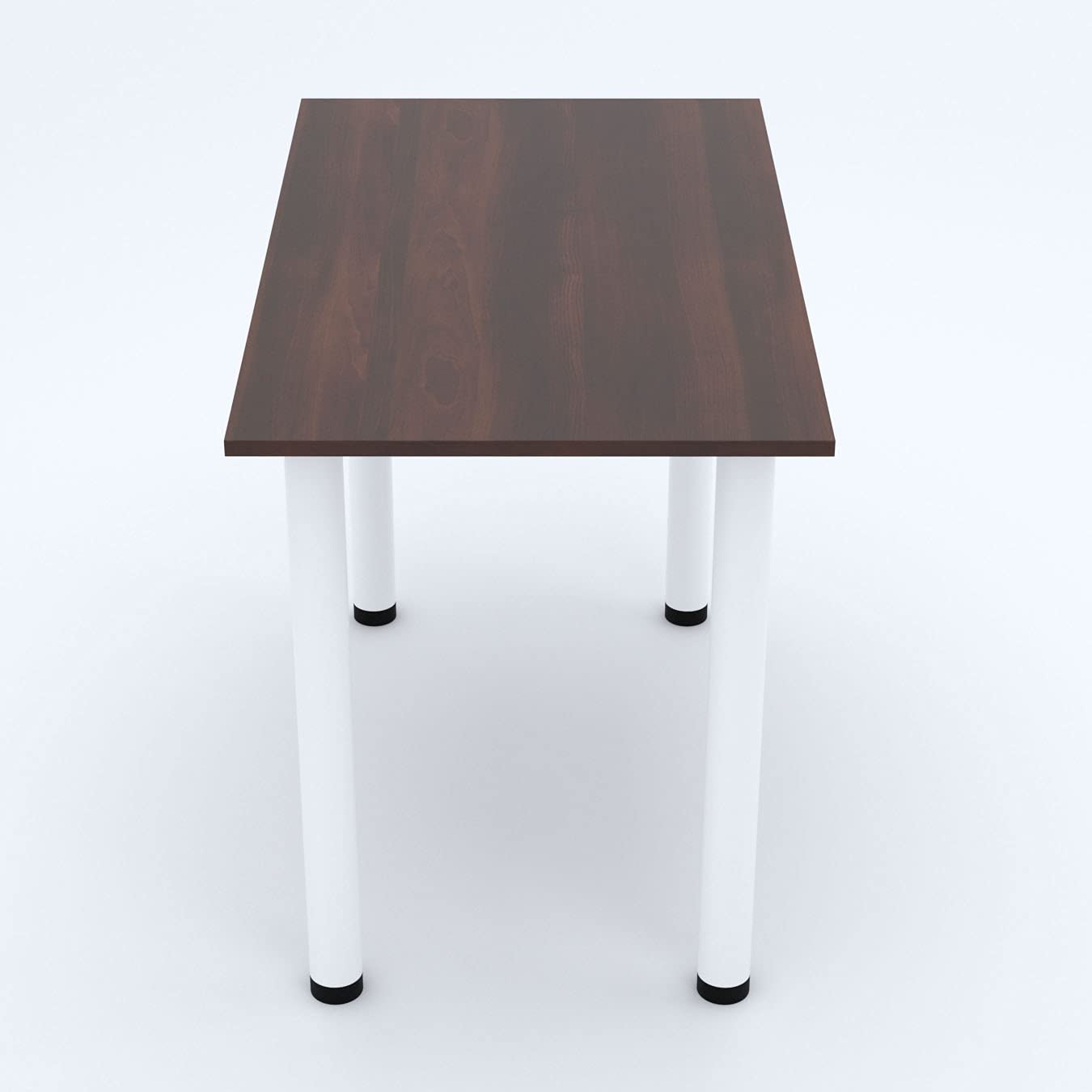 AKKE 100 x 60 cm - Table de salle à manger - Table à manger avec pieds blancs - Table de cuisine - Table de bureau - Noyer