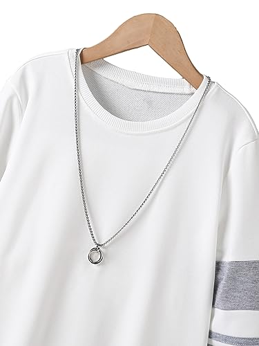 OYOANGLE Boy's Striped Print Long Sleeve Crew Neck Pullover Casual Sweatshirt Tops3