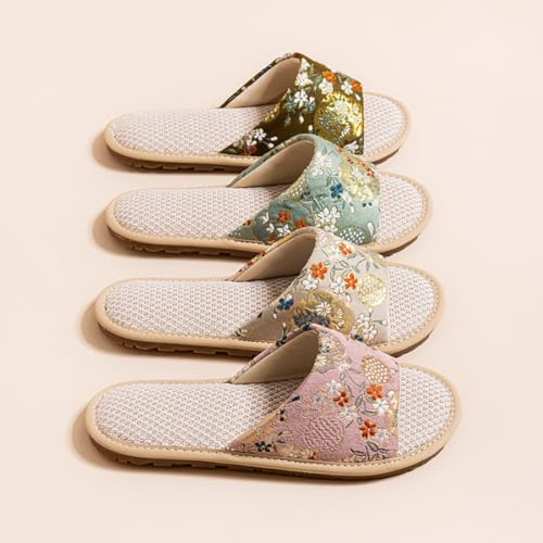 Women's Summer Slippers New Chinese Style Open Toe Linen Slippers Non-slip Home Indoor Slipper3
