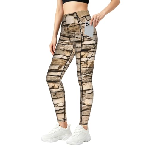 Pantalones de yoga holgados para mujer leggings de descanso largos estampado ladrillo