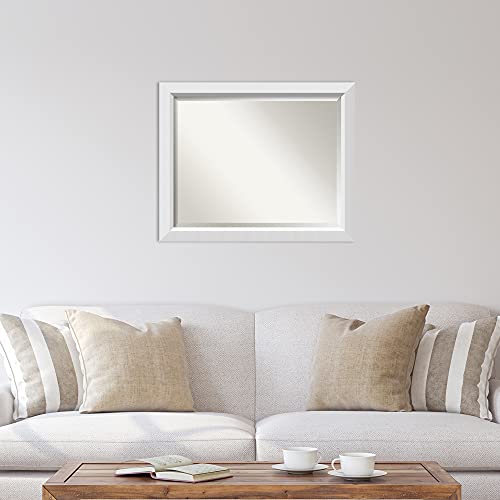 Amanti Art Wall Wood Framed Mirror, Glass Size 28X22, Blanco White #TOP4