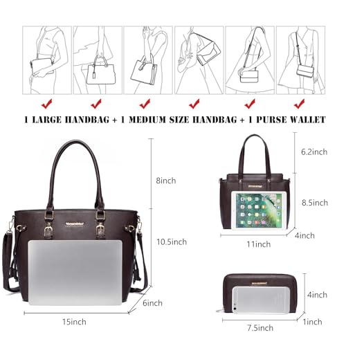 Image of Montana West 3PCS Purses for Women Tote Bag and Wallet Set Shoulder Satchel Handbags