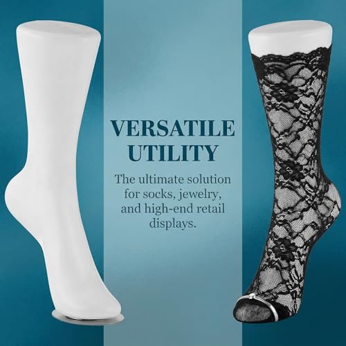 Cabilock White Mannequin Foot Display Stand for Socks and Ankle Bracelets - Realistic Plastic Foot Model, Shoe Display Form, Jewelry Stand & Photography Props - Professional Retail Fixture