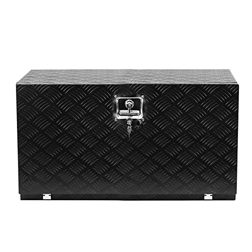 MERXENG 24 Inch Heavy Duty Aluminum Diamond Plate Tool Box Chest Box Pick Up Truck Bed RV Trailer Toolbox Underbody Box Storage Lockable Organizer with Side Handle and Lock Keys