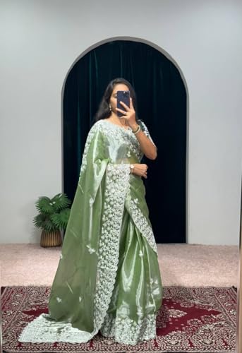 Image of Flosive Women's Present Beautiful Kanjivaram Soft Silk Saree With Blouse
