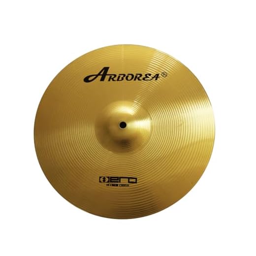 Arborea Brilliant Finish 14" Crash Cymbal Bright Sound Drum Practice Cymbal for Drum Set