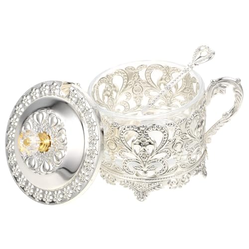 DECHOUS Elegant Embossed Seasoning Jar Condiment Container for Sugar Salt and Spices Kitchen Storage for Organizing Condiments